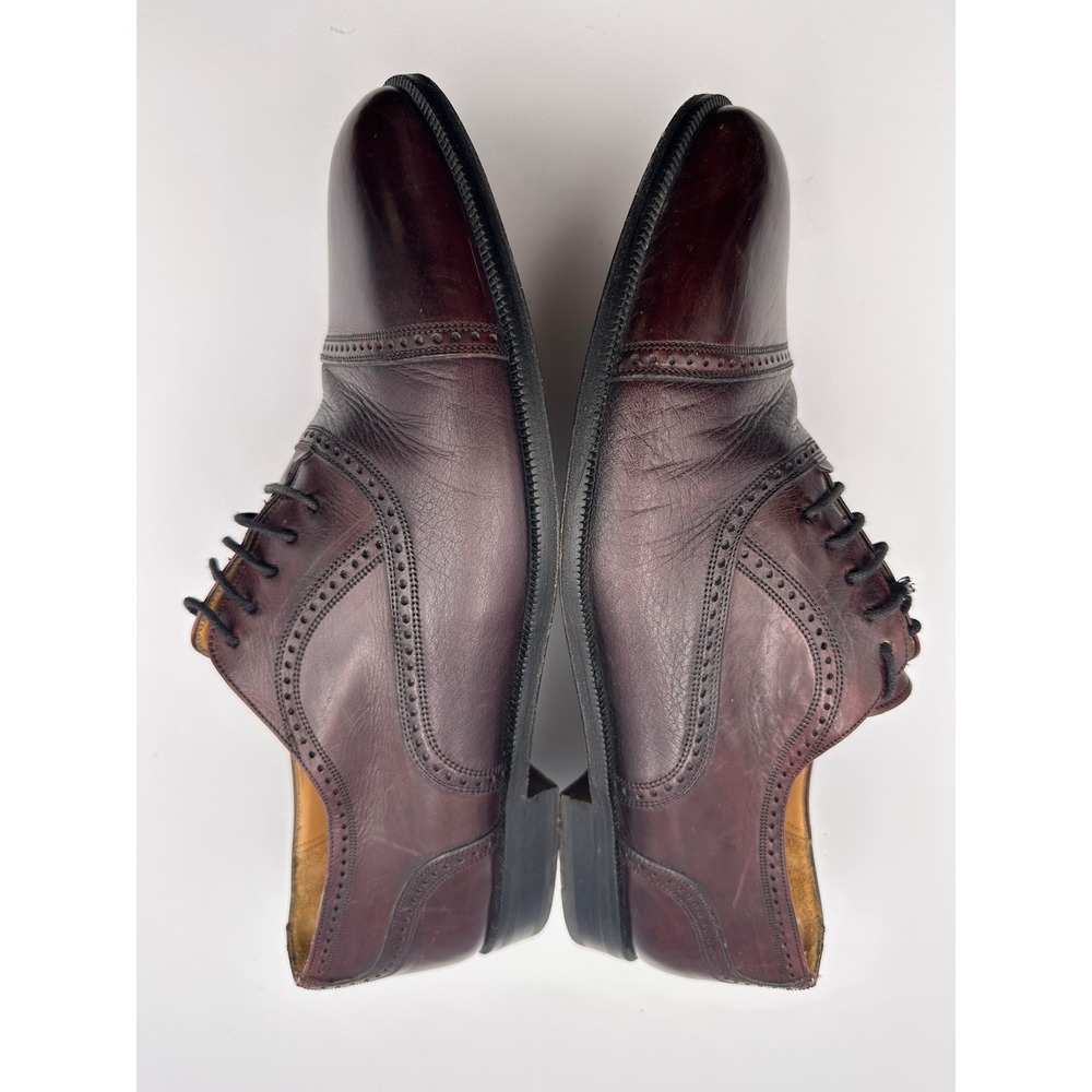Mezlan Florence Oxford Derby Dress Shoes Mens 10 Brown Leather Brogue Cap Toe - Picture 6 of 12